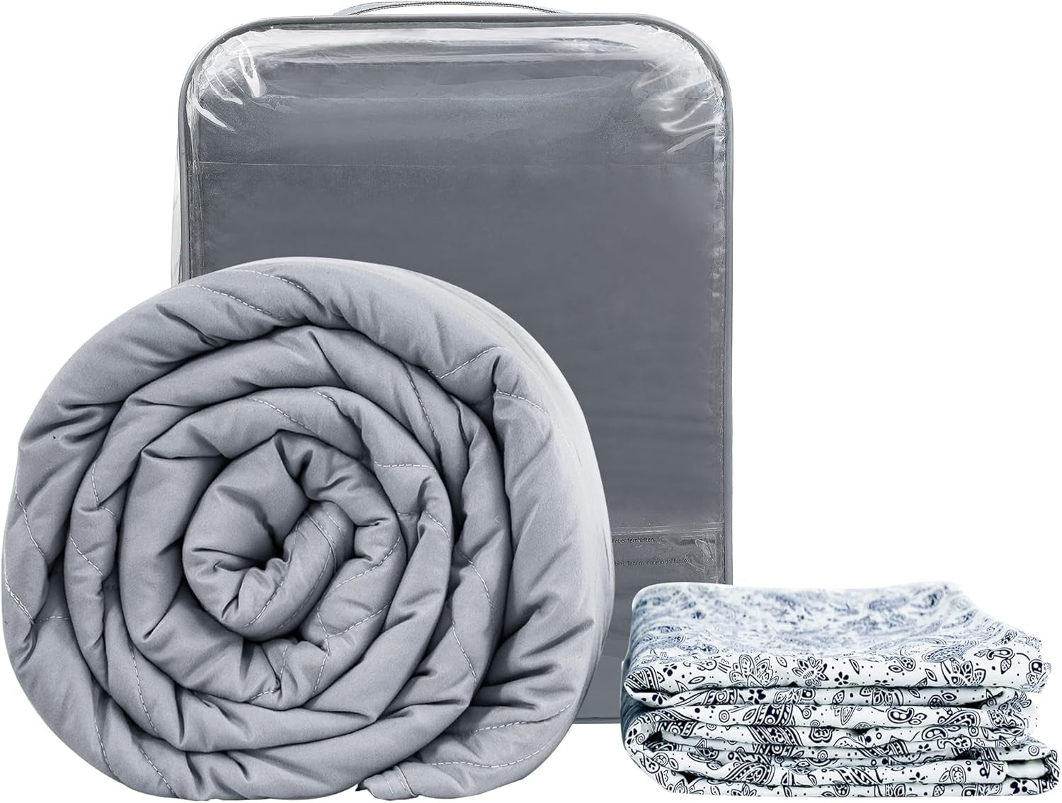 Winthome Manta Pesada con Funda Nórdica 150X205Cm 10,4Kg, Cómoda Manta Pesada, Manta Terapia Antiestrés, Manta Pesada para un Sueño más Profundo y una Mejor Recuperación, Manta Pesada para Adultos (Gris) Camas y Mantas Besuche den Winthome-Store Modelo Blanco 130X190Cm-6Kg