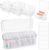 INMORVEN Juego de Cajas de Almacenamiento de Uñas - 14 Cajas de Uñas Transparentes + 1 Caja Grande y 60 Discos Adhesivos - Ideal para guardar uñas postizas, accesorios de uñas de gel y esmalte de uñas (14 piezas en una capa)