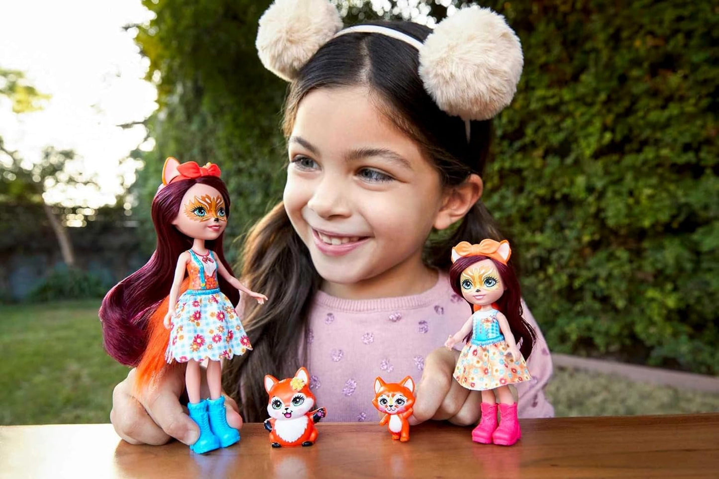 Enchantimals HCF81 - Felicity Fox y su hermana pequeña (aprox. 15 cm y aproximadamente 10 cm) y 2 figuras de animales, falda desmontable y accesorios, gran regalo para niños a partir de 3 años