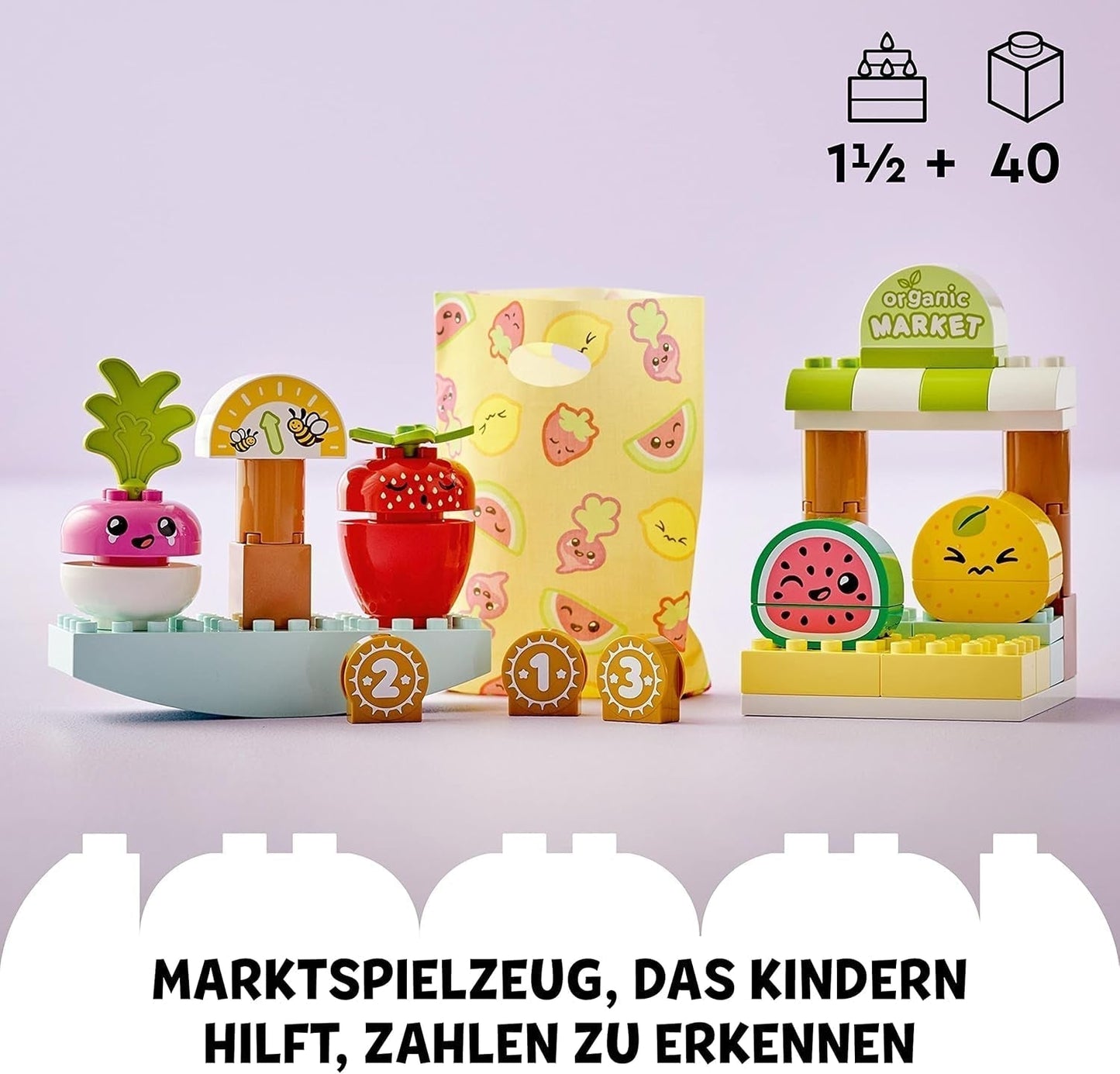 LEGO DUPLO My First Organic Market, Set de juguetería para niños y niñas, juguete educativo para niños pequeños a partir de 1,5 años, accesorios para frutas y verduras 10983 Juegos de construcción Besuche den LEGO-Store