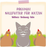 MjAMjAM - Comida húmeda premium para gatos - Bienestar - Digestivo - Pollo, paquete de 12 (12 x 125 g), sin cereales