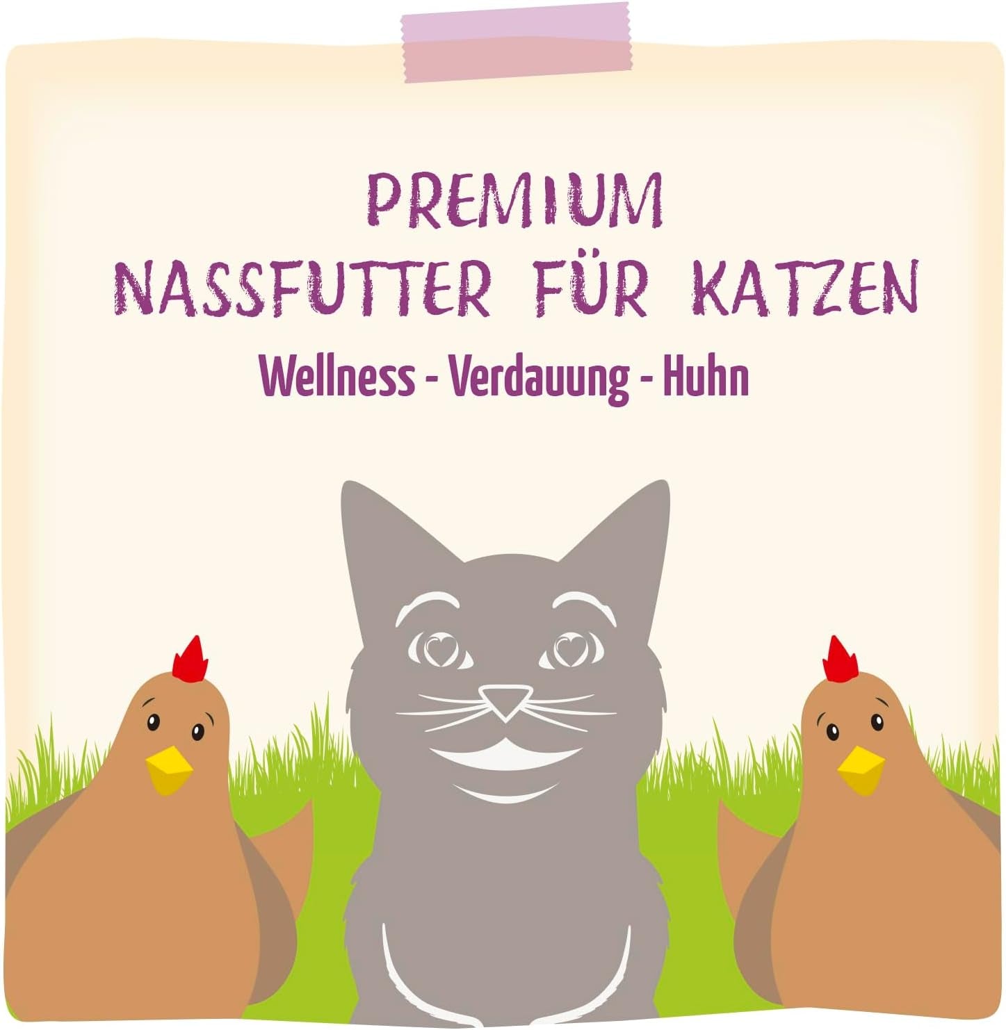 MjAMjAM - Comida húmeda premium para gatos - Bienestar - Digestivo - Pollo, paquete de 12 (12 x 125 g), sin cereales