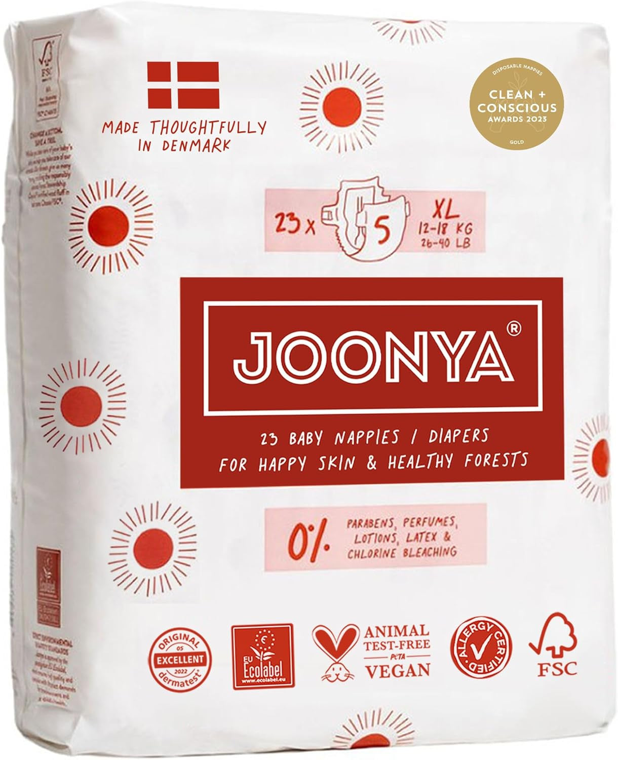 Pañales para bebé, talla 3M (4-8 kg) - 1 bolsa de 28 - Sin sustancias nocivas, ecológicos, muy absorbentes, aptos para uso nocturno, ultrafinos y suaves - Fabricado en Dinamarca