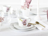 CreaTable, 24024, Serie Square Orchid, Vajilla de 18 piezas para 6 personas, Servicio de café de porcelana, Apto para lavavajillas y microondas, Fabricación de calidad