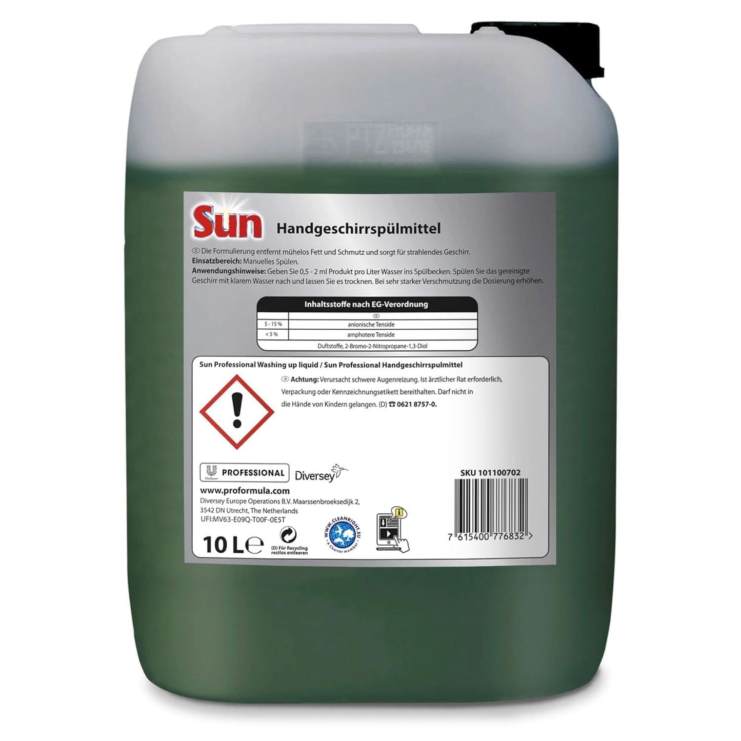 Sun Professional, líquido lavavajillas manual - Eliminación de grasa altamente eficaz, con fresco aroma cítrico, 10 litros Detergentes de Cocina Naty Shop
