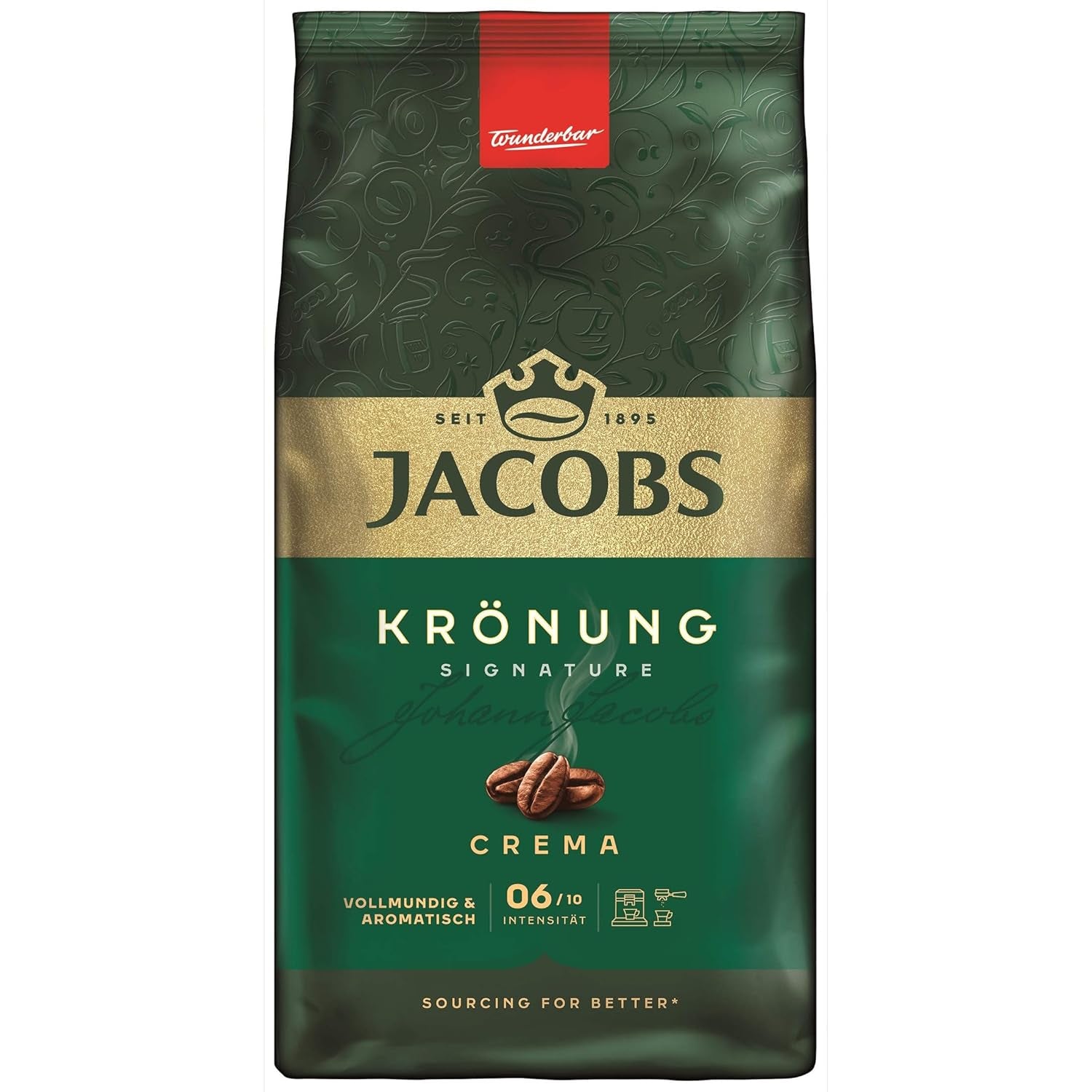 Jacobs Krönung Cream, café en grano entero, paquete de 4 (4 x 1000 g)