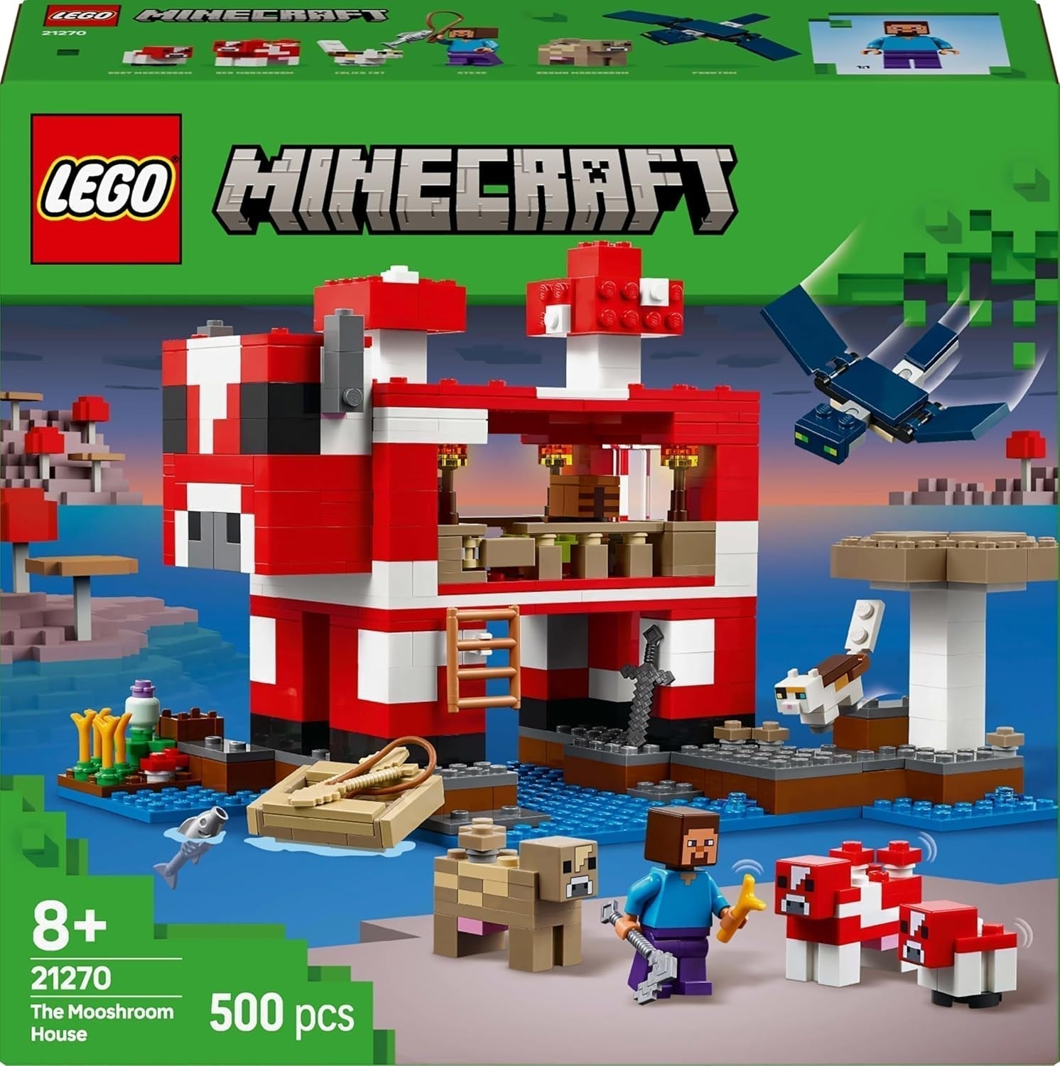 LEGO Minecraft La Casa de la Vaca Hongo Videojuego Juguete de Construcción Modelo de Tierra de Hongos con Minifiguras Steve y Otros Personajes Set de Juego para Niños y Niñas 8 Años 21270 Juegos de Construcción Beuche den LEGO-Store