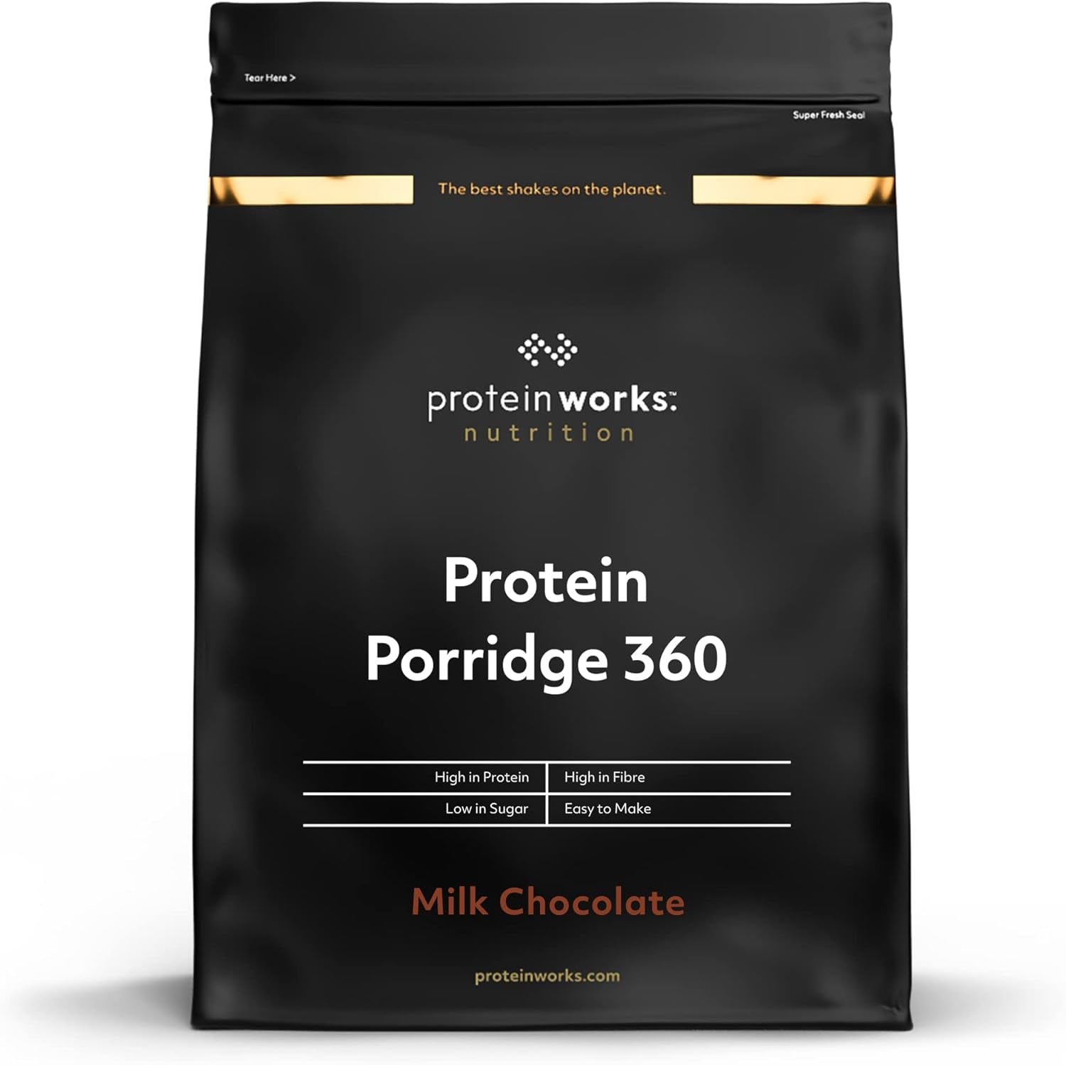 Protein Works - Gachas Proteicas 360 ​​| Mito Vitaminas y minerales adicionales | Proteinreiches Frühstück | Kalorienarme Haferflocken | 6 porciones | Chocolate con leche 500G Cereal Naty Tienda Título predeterminado