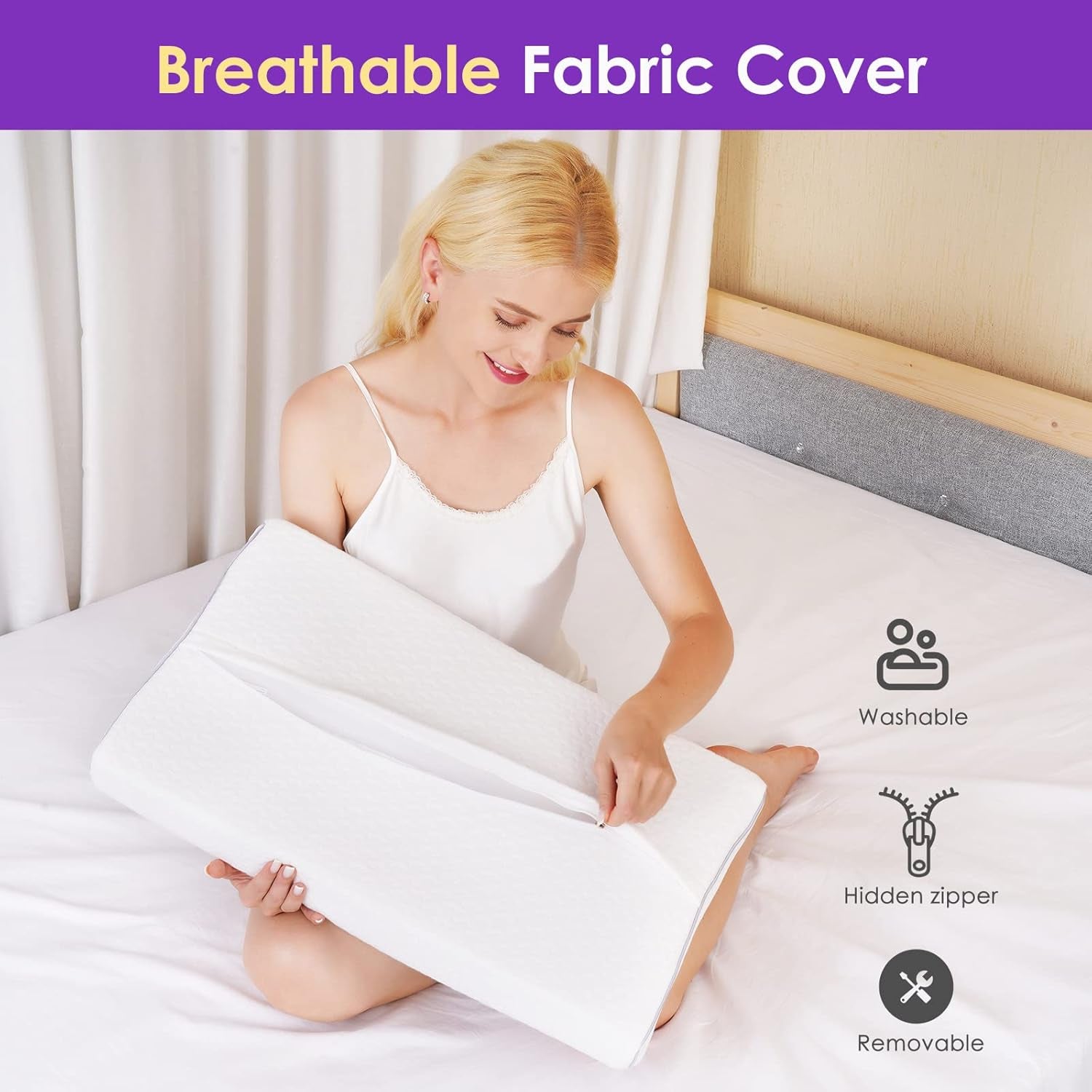 BDTFO Almohada ortopédica de espuma viscoelástica para el dolor de cuello, almohada ortopédica para el contorno cervical, soporte para el cuello para la espalda, el estómago, para dormir de lado, con funda lavable y transpirable con cremallera, almohadas ortopédicas cervicales Naty Shop