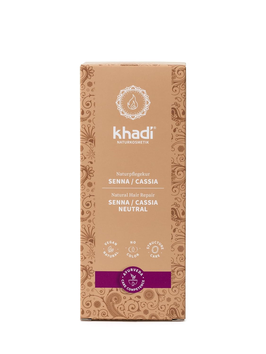 Khadi GOLDBRAUN Color de cabello a base de hierbas, color ámbar brillante a marrón dorado brillante suave, 100% natural a base de hierbas, natural, vegano, certificado, cosméticos naturales, 100 g Naty Shop Tinte para el cabello neutro Senna/Cassia 100 G (1 paquete) individual