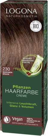 LOGONA Cosmética Natural Coloración Vegetal en Crema 240 Marrón Turrón, Tinte natural para cabello castaño con henna, crema colorante para tonos castaños, colorante para cabello oscuro, 150ml Tinte para el cabello Naty Shop Marrón