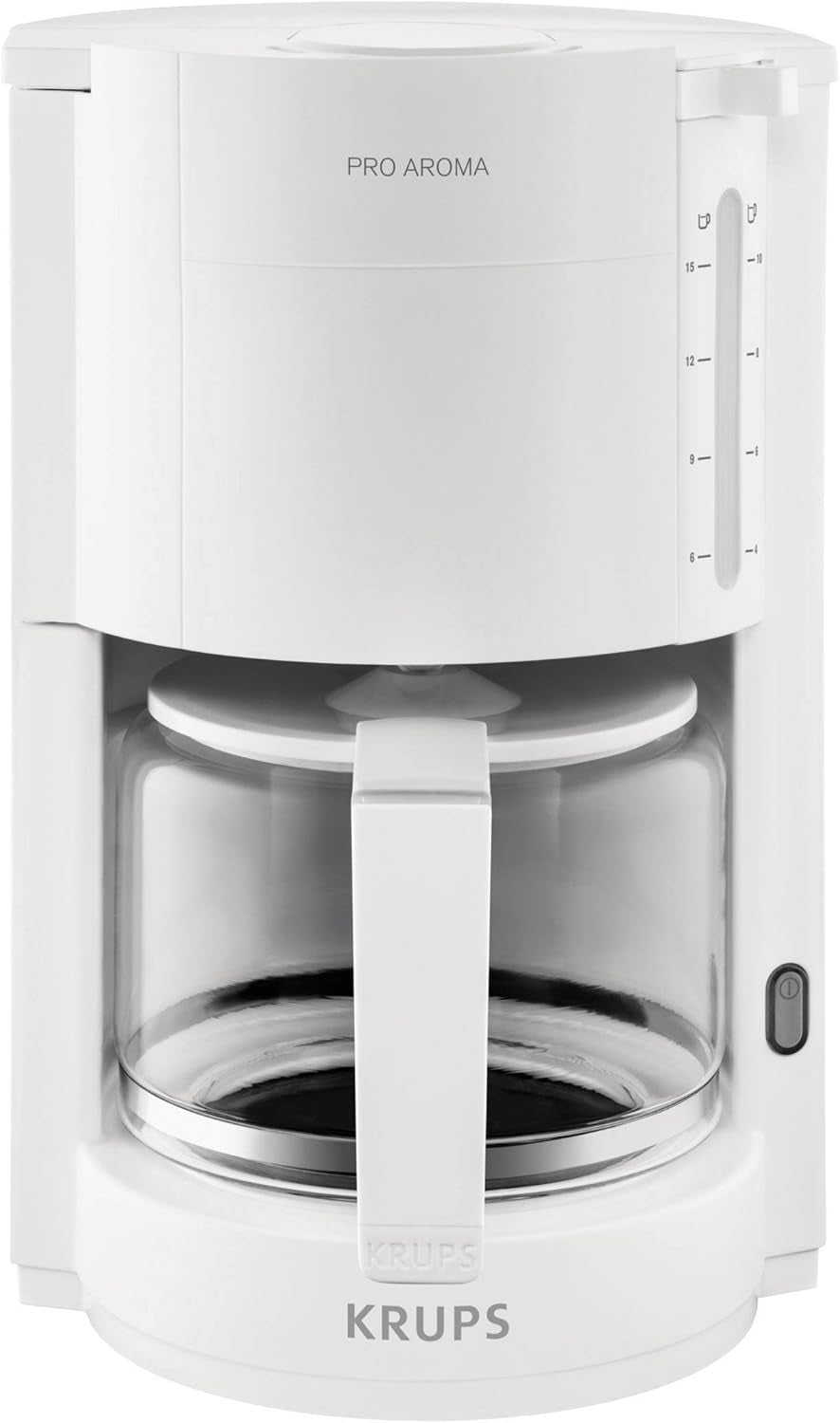 Krups F30908 ProAroma Cafetera espresso con filtro y jarra de cristal, capacidad 1,25 l, 10-15 tazas, 1050 W, negra