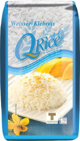 ARROZ Q | Weißer Klebreis Langkorn en Tailandia | Aromatisch mit klebriger Textur | Ideal para Currys, Sushi, Mochi o Arroz con Leche 1 x 1 kg