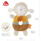 Fehn Baby Grip Ring Oveja de juguete fehnNATUR - Peluche con algodón orgánico - Juguete para bebé con cascabel y divertido juguete educativo - Juguete de agarre para bebés y niños pequeños a partir de 0 meses Baby Toys Naty Shop
