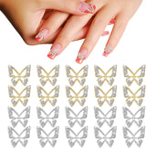 20 piezas de dijes de uñas de mariposa con purpurina, diamantes de imitación para decoración de uñas, piedras para uñas, arte de uñas de mariposa, diamantes de imitación, dijes de uñas para el día de San Valentín, decoración de caja de teléfono móvil DIY