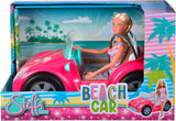 Simba Steffi Love Beach Car Doll con un fantástico traje de verano y cochecito de playa, 29 cm, a partir de 3 años