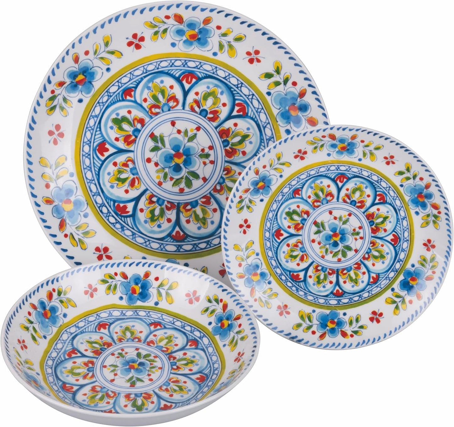 Vajilla de porcelana de 18 piezas, 6 juegos de platos diferentes, Andalucía