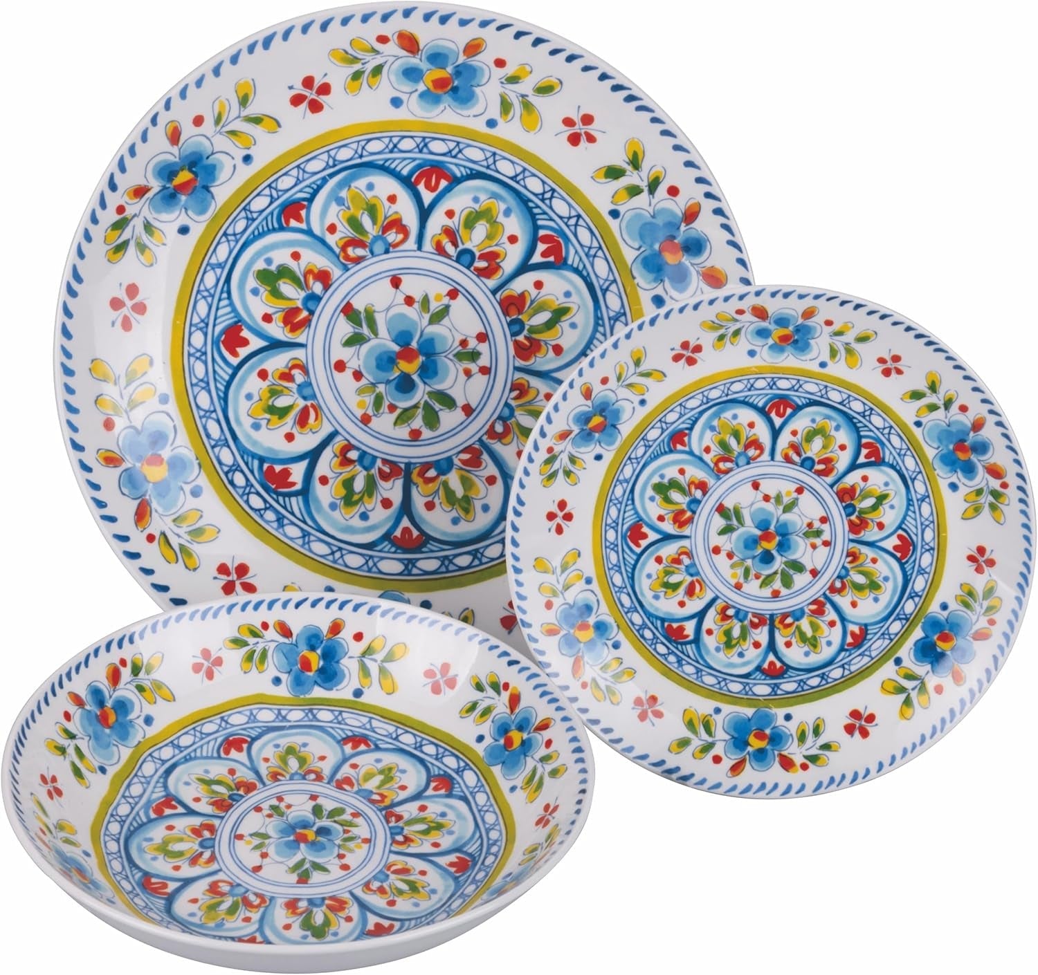Vajilla de porcelana de 18 piezas, 6 juegos de platos diferentes, Andalucía