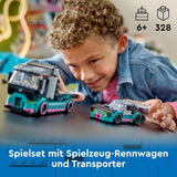 LEGO City Car Transporter con coche de carreras, camión de juguete con rampa de carga ajustable y coche de carreras, juego de construcción con 2 minifiguras, piloto de carreras y conductor de camión, para niños a partir de 6 años 60406 Juegos de construcción Besuche den LEGO-Store