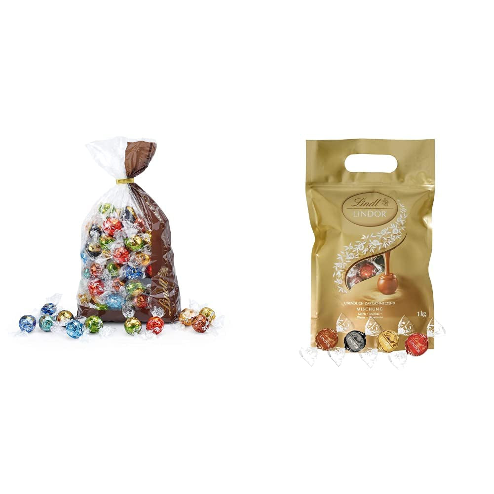 Surtido Chocolate Lindt LINDOR | 1371 gramos, Clásico | aprox. 80 bolas de chocolate (con leche, blanco, negro 60%, avellana) | Paquete a granel, 1 kg