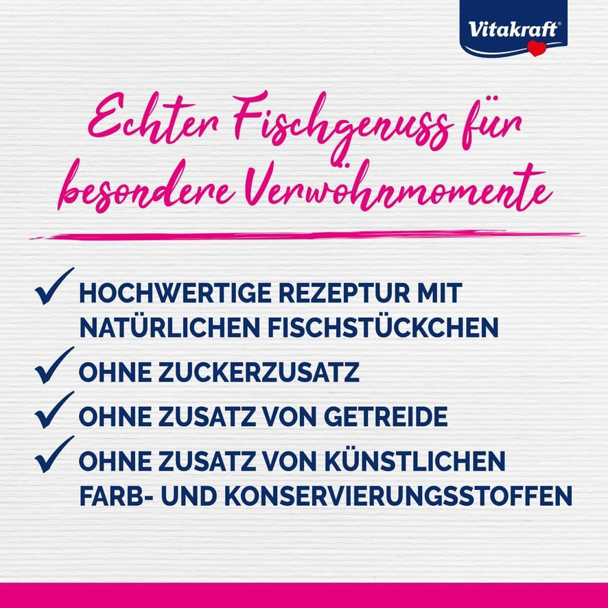 Vitakraft Poésie Délice, Selección de Pescado, Nassfutter Katze, Katzennassfutter en Salsa, mit Seelachs, mit Kabeljau, ohne Zusatz von Zucker und Getreide (1 paquete con 6 x 85 g)