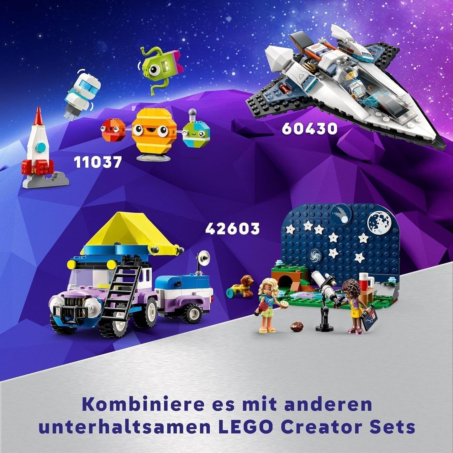 LEGO Friends Set de vehículo de acampada Stargazer con vehículo todoterreno y telescopio de juguete, regalo para niñas y niños a partir de 7 años, incluye figuras de juego Nova, Aliya y un perro 42603 Juegos de construcción Besuche den LEGO-Store
