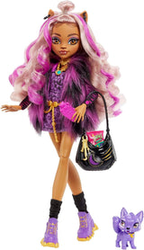 Muñeca Monster High Clawdeen Wolf con Crescent Dog y accesorios como mochila, calendario, snacks y más, HRP65 Naty Shop Dolls Werewolf Fashion Doll
