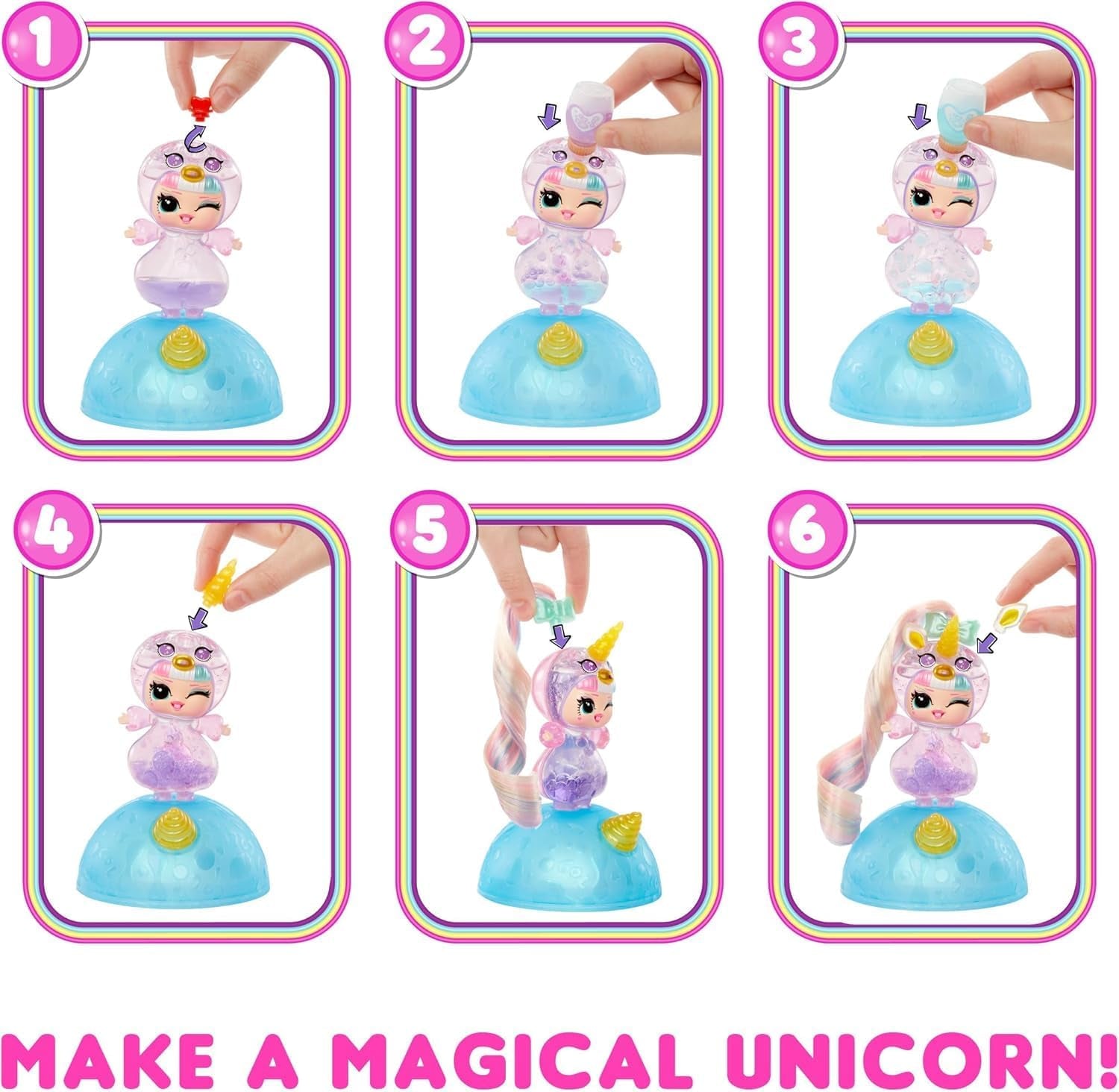 Jajaja ¡Sorpresa! Unicorns Tots: incluye 1 muñeco con cuerpo transparente y efecto lámpara de lava, empaque blindado, 8 muñecos coleccionables con 2 mezclas de colores, para edades de 4 años en adelante