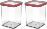 Rotho Loft Juego de 5 Botes de Conservación con Tapa, Varios Tamaños, Plástico de Calidad Alimentaria (PP) Sin BPA, Transparente/Rojo, (21,4 x 21,4 x 23,5 cm) Naty Shop Cajas de Conservación de Alimentos Cuadradas de 1 Litro (Pack de 2)