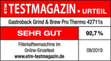 GASTROBACK Cafetera espresso térmica Grind & Brew Pro, plateada, negra