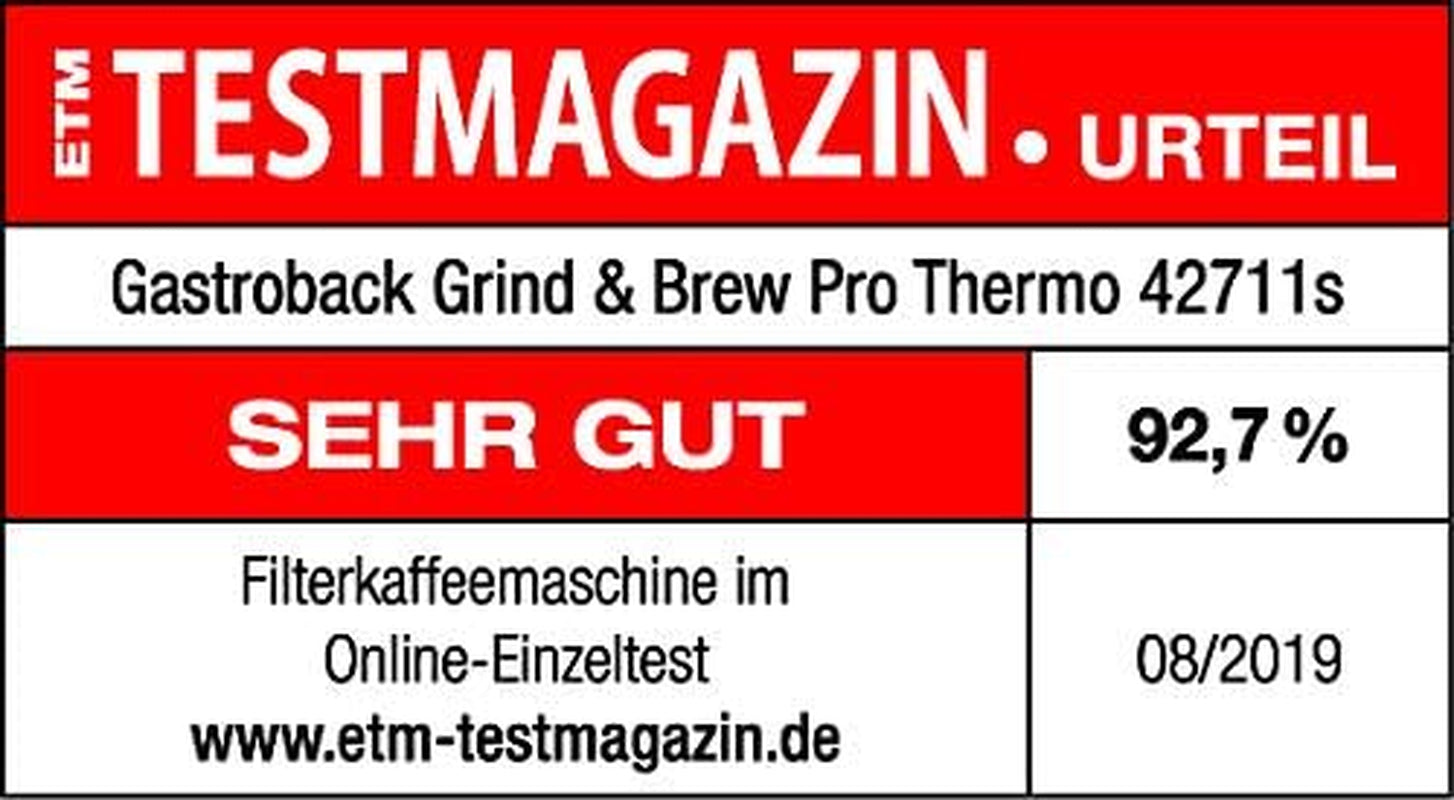 GASTROBACK Cafetera espresso térmica Grind & Brew Pro, plateada, negra