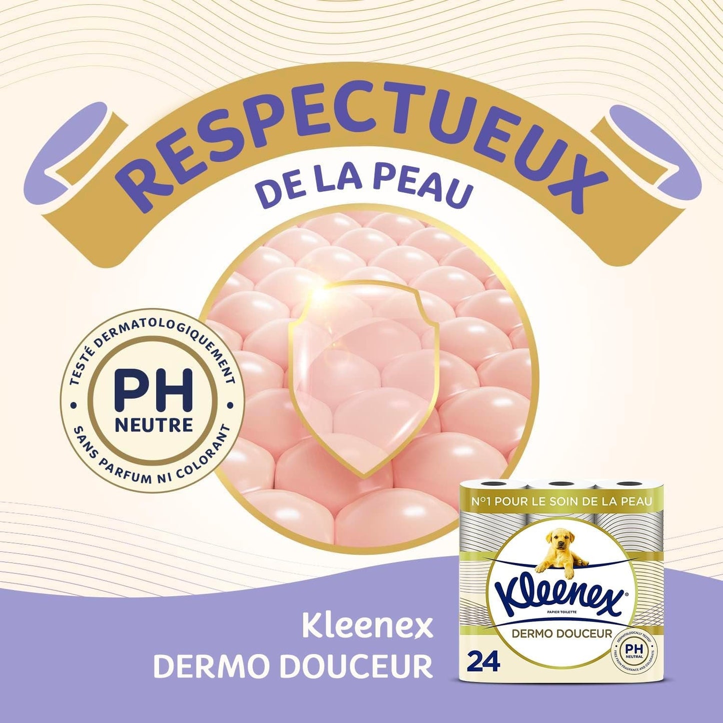 KLEENEX Dermo Douceur 4230420 Papel higiénico, 24 rollos (4 X 6 rollos) blanco, 24 Unité (Lote de 6)