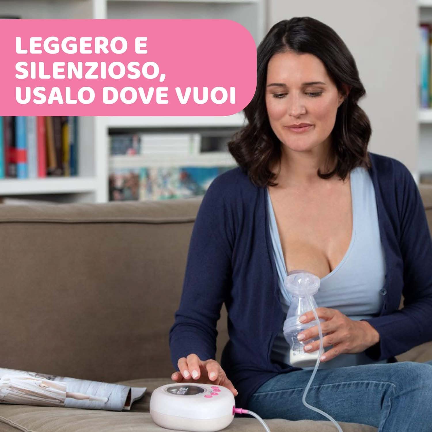 Chicco Sacaleches eléctrico con fases de estimulación y extracción, 10 niveles de intensidad, cómodo y rápido, forma ergonómica, con tetina inclinada y tapón hermético, blanco, 150 ml Accesorios Alimentación y Lactancia Bebe Naty Shop