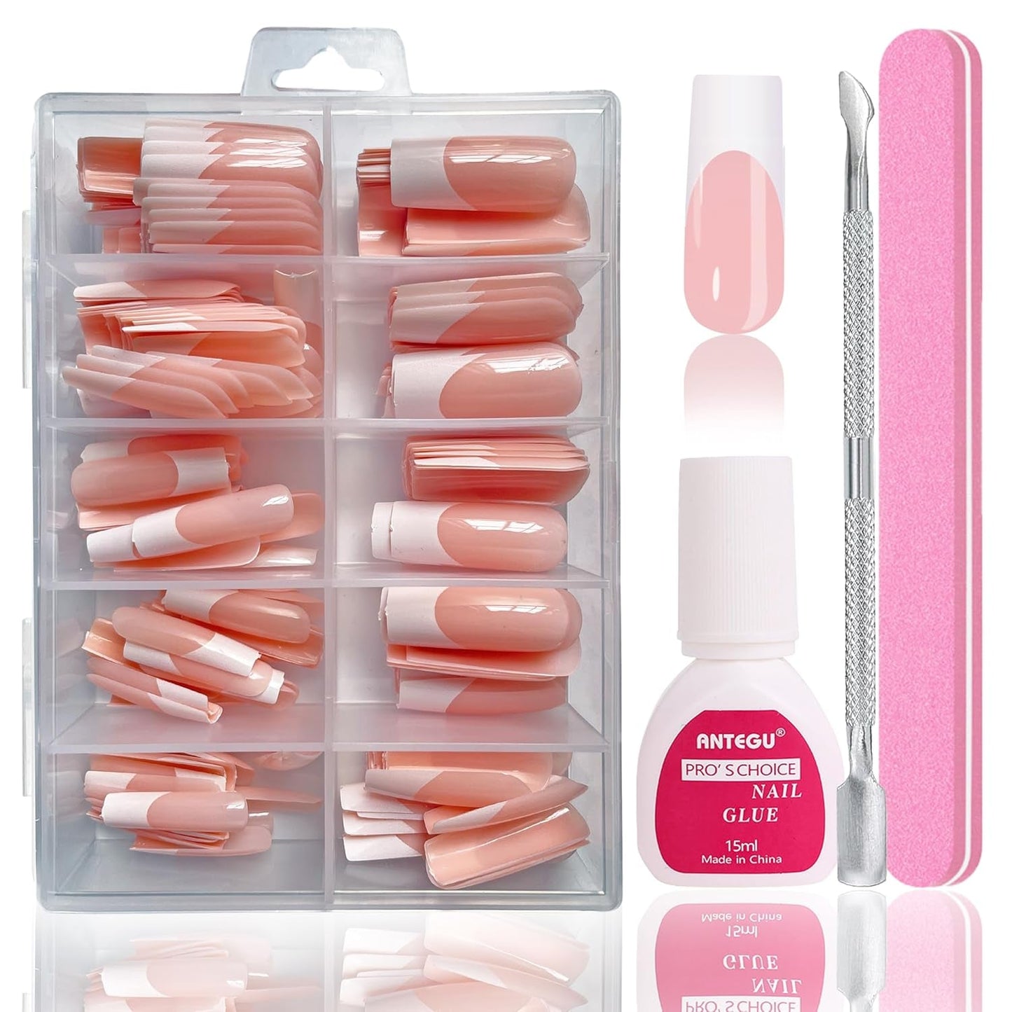 Juego de Uñas Postizas Bailarina - 240 Piezas Delicadas Uñas Postizas Rosa Lila, Pegamento de Cobertura Completa en Uñas Postizas, Juego de Puntas de Uñas Postizas para Manicura y Arte de Uñas para Mujeres y Niñas (Rosa Lavanda)