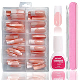 Juego de Uñas Postizas Bailarina - 240 Piezas Delicadas Uñas Postizas Rosa Lila, Pegamento de Cobertura Completa en Uñas Postizas, Juego de Puntas de Uñas Postizas para Manicura y Arte de Uñas para Mujeres y Niñas (Rosa Lavanda)