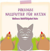 MjAMjAM - Comida húmeda premium para gatos - Paquete de bienestar con pollo, paquete de 12 (12 x 125 g) sin cereales con carne extra