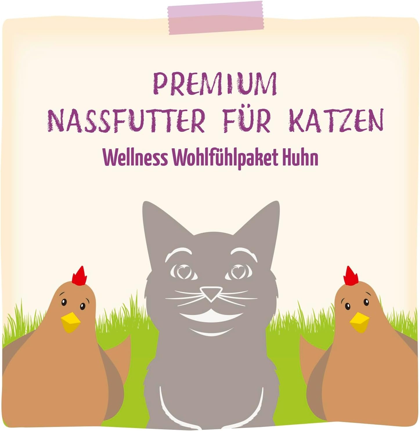 MjAMjAM - Comida húmeda premium para gatos - Paquete de bienestar con pollo, paquete de 12 (12 x 125 g) sin cereales con carne extra
