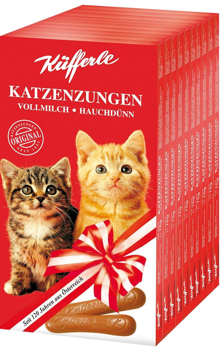 Küfferle lenguas de gato 10x75g multipack, chocolate con leche, 10 piezas