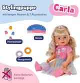 BABY born Carla - Muñeca 43 cm - Pelo rubio con mechones de gran calidad - No necesita pilas - Apta para niños a partir de 4 años - Incluye 7 accesorios, rosa
