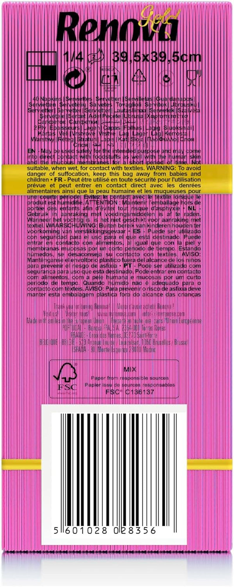 Servilletas de papel Renova, fucsia, 40 servilletas, grande, 2 capas