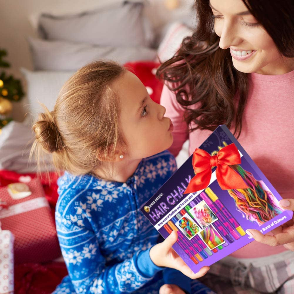 Desire Deluxe Tizas para el Cabello Regalos para Niñas, Tizas para el Cabello para Teñir el Cabello Juguetes para Navidad, 10 Bolígrafos de Tinte para el Cabello Lavables para Carnaval, 3 4 5 6 7 8 9 11 Años Naty Shop