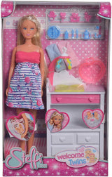Simba 105733333 - Steffi Love Welcome Twins, Muñeca embarazada, Con gemelos, Con cambiador y bañera, Accesorio, Muñeca vestir, 29Cm, Para niños a partir de 3 años Muñecas Naty Shop