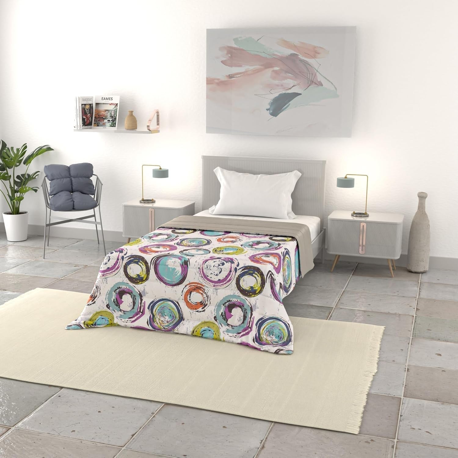 Manta básica de verano, microfibra, rayas jeans, 200X240Cm Edredones y colchas Naty Shop Cerchiastratti 200X240Cm