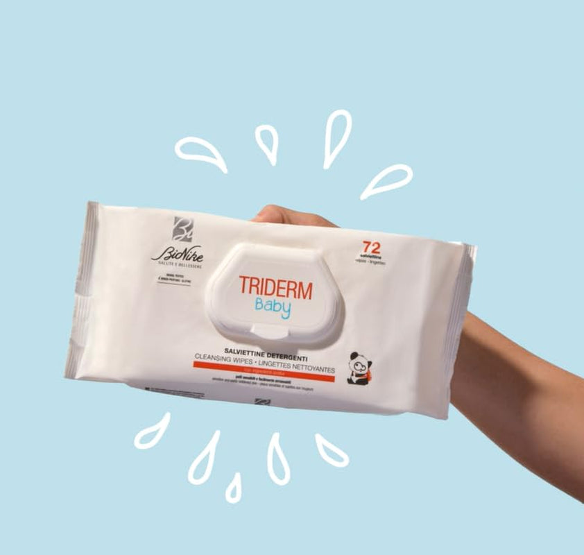 Bionike Triderm Baby Toallitas Húmedas para Pieles Secas y Sensibles Efecto Calmante y Reafirmante Protege e Hidrata 72 Toallitas