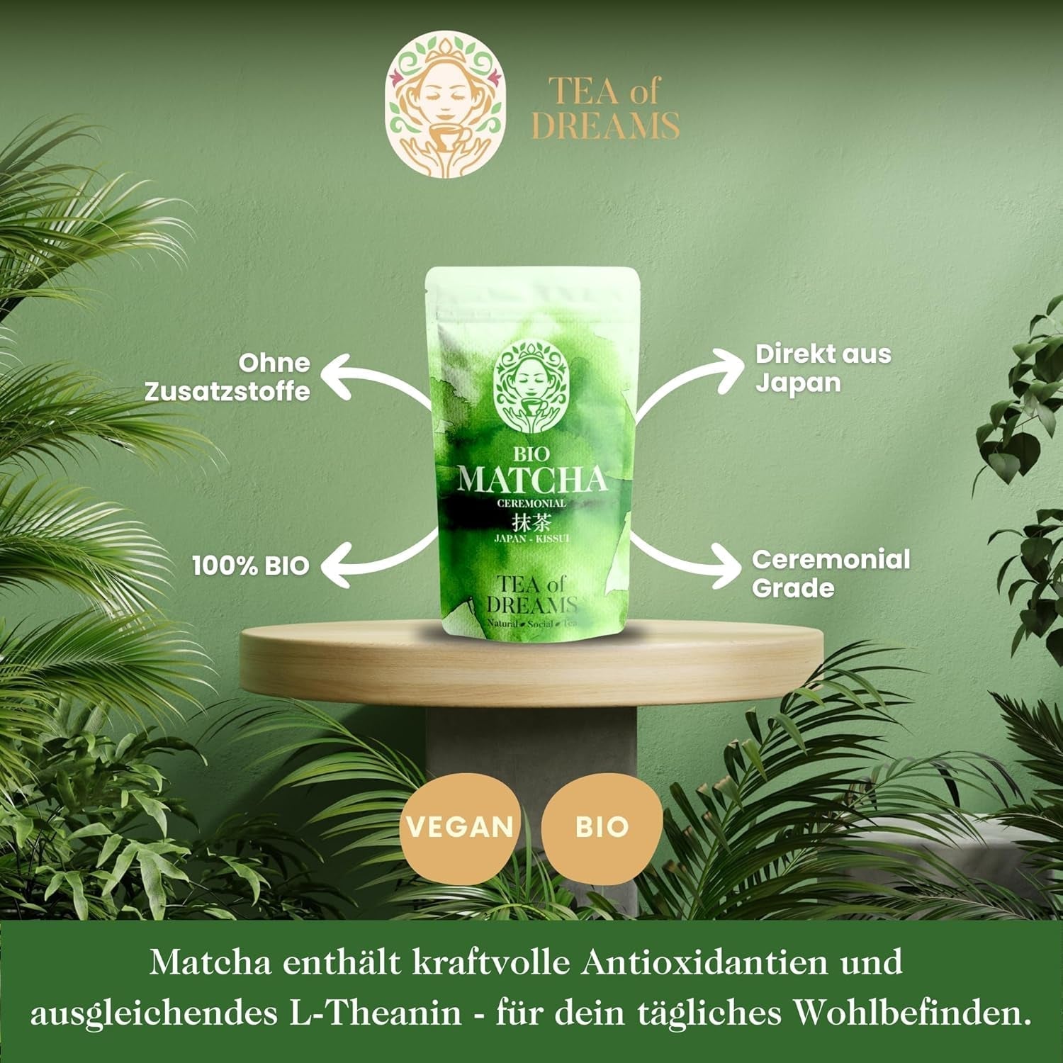 Matcha en Polvo Orgánico para Té y Matcha Latte - Calidad Ceremonial Premium de Japón - Té Verde Kissui Original - 30g