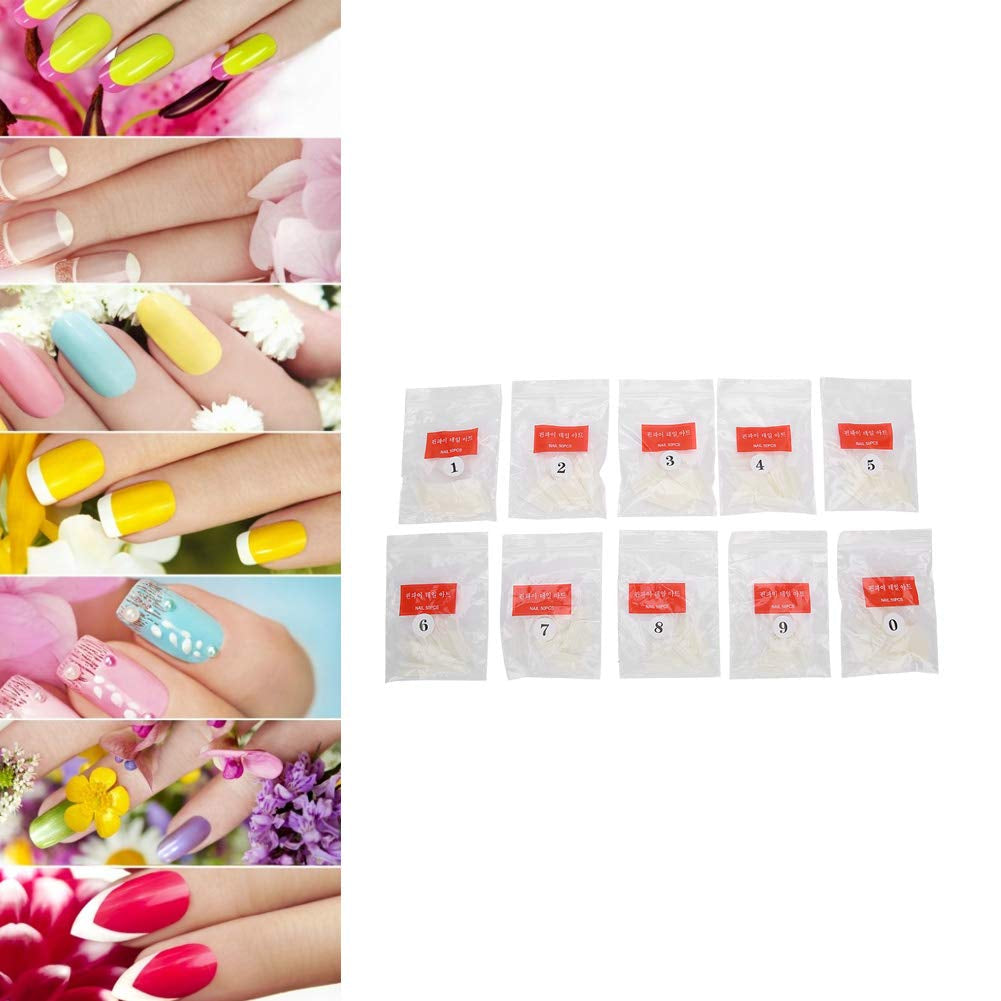 500 puntas de uñas postizas, puntas de uñas artificiales francesas naturales para manicura, L, uñas postizas DIY, gel UV ovalado, accesorios de uñas para mujeres y niñas (color natural)