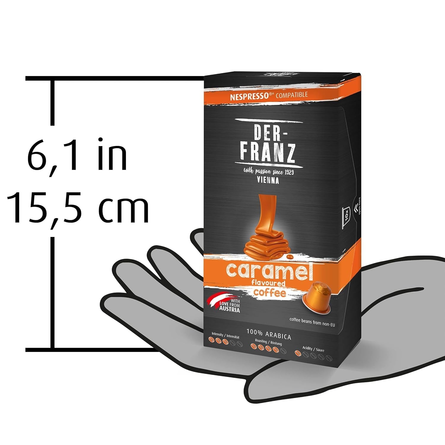Café de cápsulas compatible con Nespresso, 1 x 10 cápsulas, aroma a caramelo