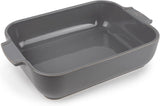 Peugeot Appolia Rechteckige Auflaufform Mit Griffen, Keramik, Schiefer / Grau, 7,2X31X21,7 Cm, Fassungsvermögen: Ca. 2 L, 60060 Moldes y bandejas para repostería Naty Shop Hellgrau