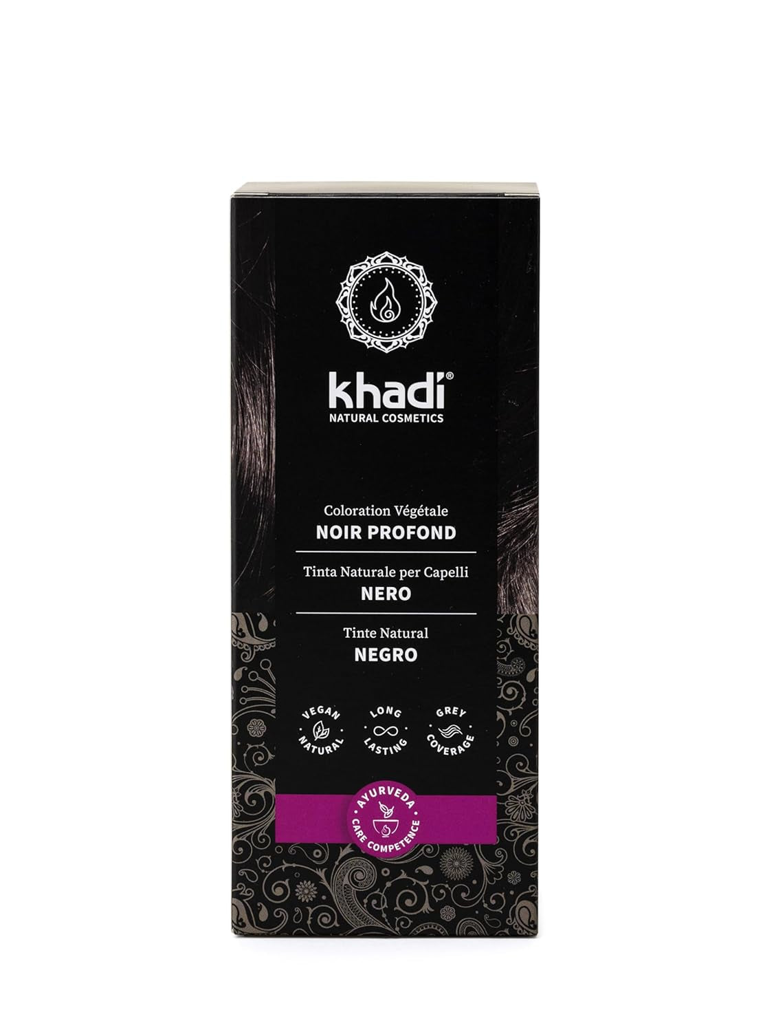tinte para el cabello a base de hierbas khadi NEGRO - Tiñe tu cabello de un misterioso negro intenso sin tinte azul - 100% herbal, natural y vegano - 100g Tinte para el cabello Naty Shop