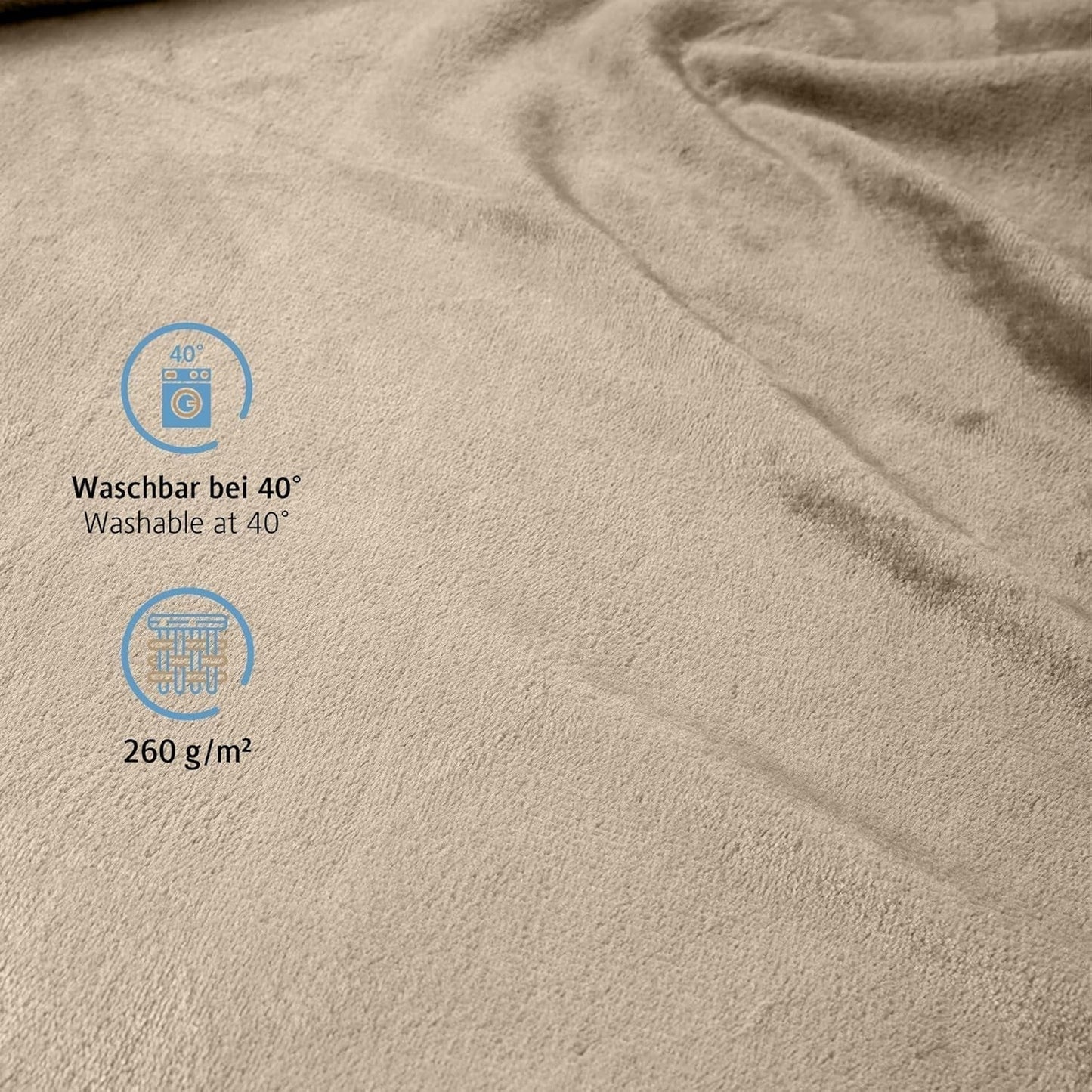 Komfortec manta mullida, cómoda manta, manta polar, certificado Oeko-Tex, súper suave, 150X200 cm, 260 g/m², beige Camas y mantas Besuche den Komfortec-Store
